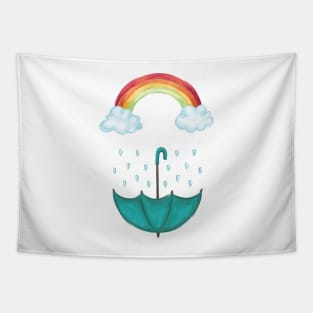 Rainbow and Rain Tapestry