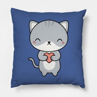 Kawaii Cute Cat With Heart Pillow