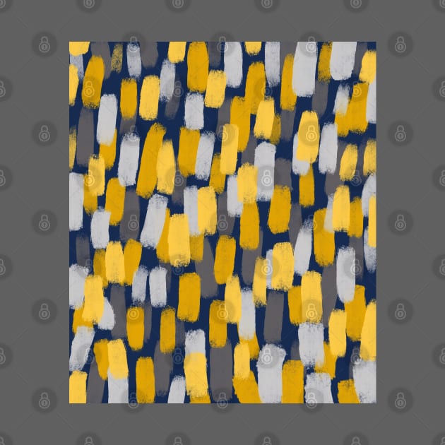 Abstract Grey and Mustard Yellow Paint Brush Effect on Navy Blue by OneThreeSix