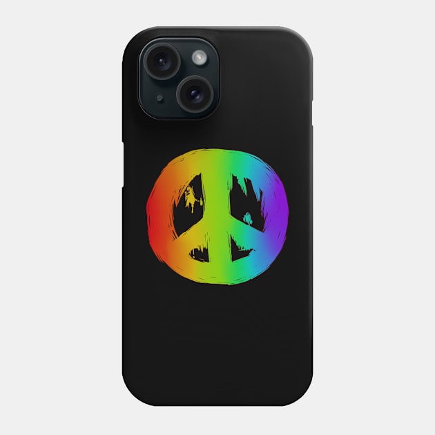 Ragged Peace Sign Rainbow Phone Case by jitterteez