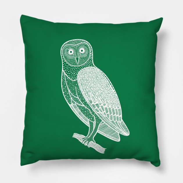 Barn Owl - detailed nocturnal bird design Pillow by Green Paladin