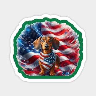 Patriotic Dogs of the United States of America - Dachshund Magnet