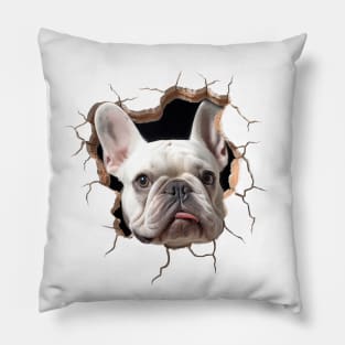 French bull dog cracked wall Pillow