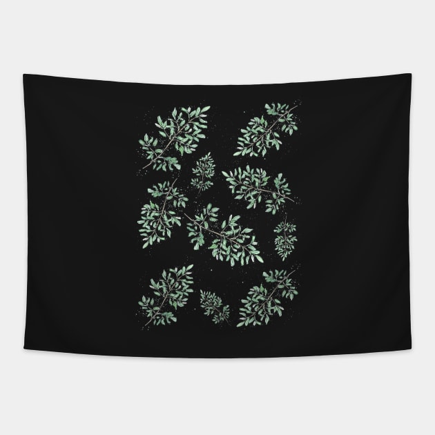 Olive Leaf Branch Print - Botanical water colour print Tapestry by B-ARTIZAN