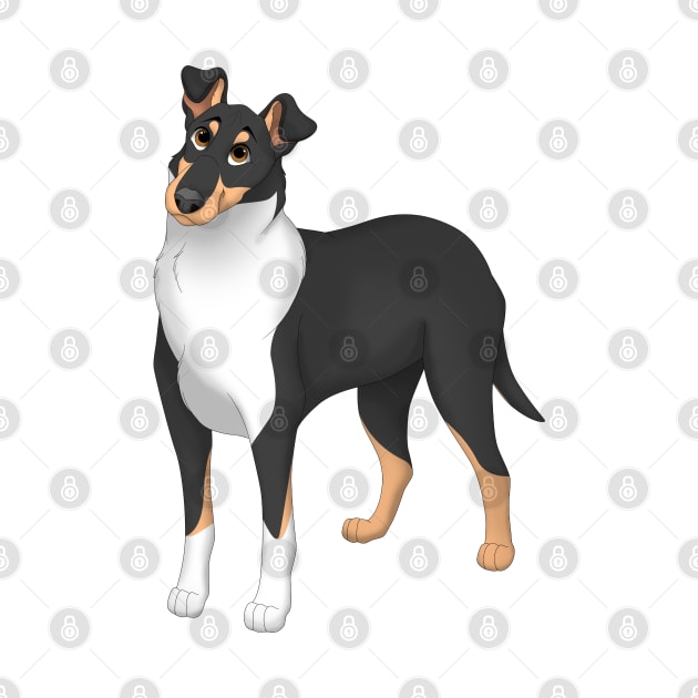 White, Black & Tan Smooth Collie Dog by millersye