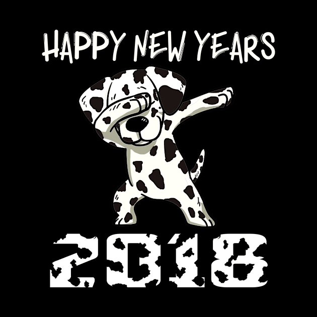 Dabbing Dog New Years  2018 Funny Dalmatian Dancing Te by finchandrewf