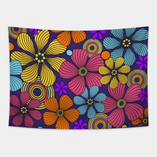 70s Retro Flower power Design Tapestry