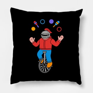 Cartoon knight juggler ride unicycle Pillow