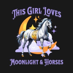 This Girl Loves Moonlight and Horses T-Shirt