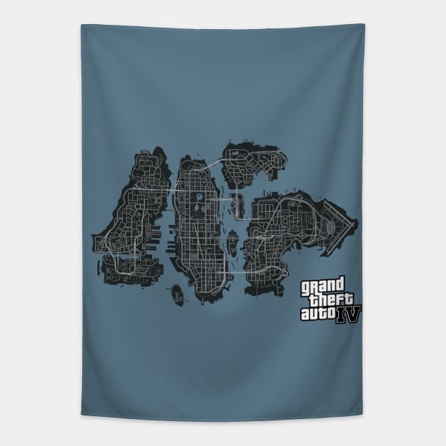 Grand Theft Auto IV Map Tapestry by Pliax Lab