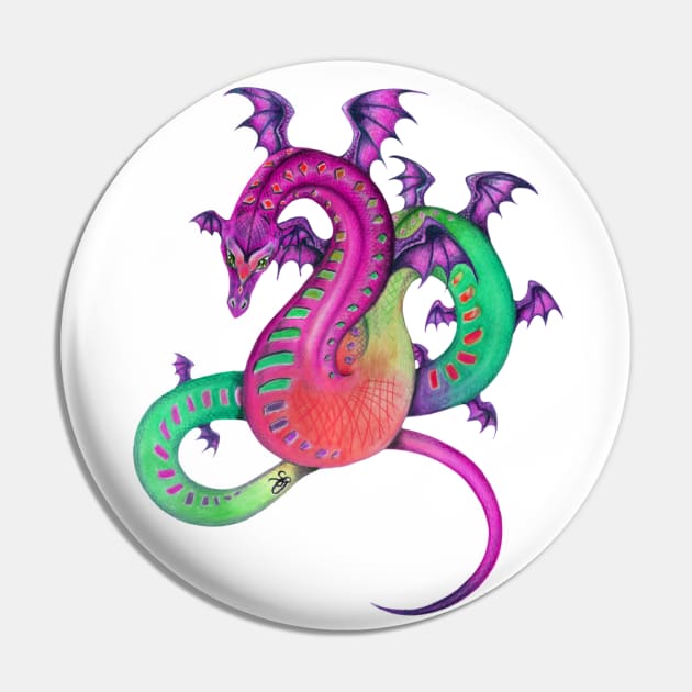 Fabulous Rainbow Dragon in Pink, Purple, and Green Pin by Sandra Staple
