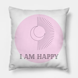 Affirmation Collection - I Am Happy (Pink) Pillow