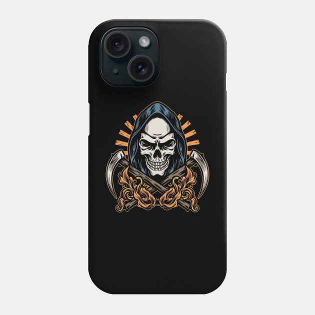 Bold Reaper Body Art - Unleash the Mystique of Death's Ink Phone Case by Goku Creations