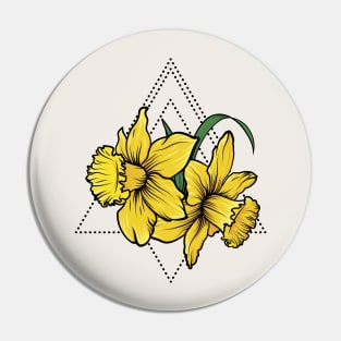 Daffodil Flora Dotted Triangle Diamond Pin