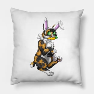 Bobtail BunnyCat: Tortoiseshell (White) Pillow