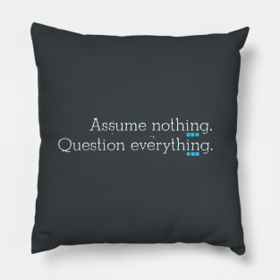 Assume nothing. Question everything Pillow