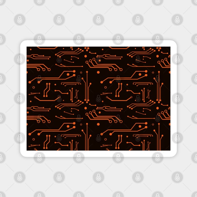 Orange Circuits Magnet by Firestorm Fox