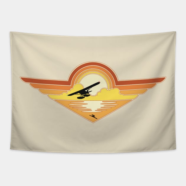 Seaplane Sunset Tapestry by Kassi Skye