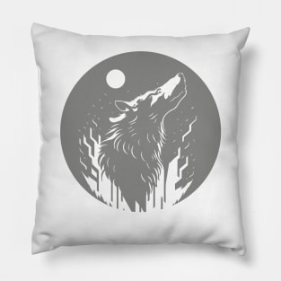 Howling Wolf Design Print Pillow