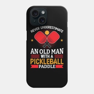 An old man with a pickleball paddle Phone Case