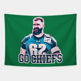 Go Chiefs // Jason Kelce Retro Fan Art Tapestry