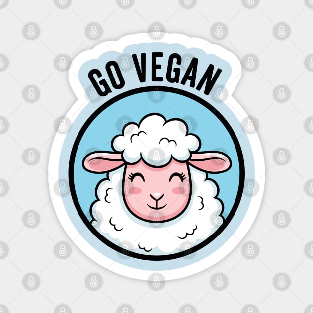 Cute Sheep Go Vegan Magnet by enrynz
