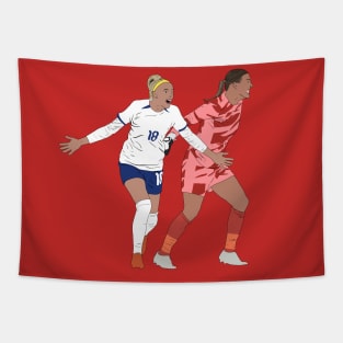 Chloe Kelly Mary Earps Penalty Shootout Celebration Minimalist Tapestry