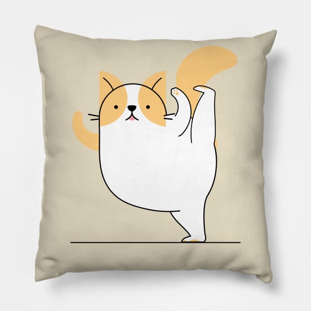 Cat Yoga Raised Leg Pillow by InkyArt