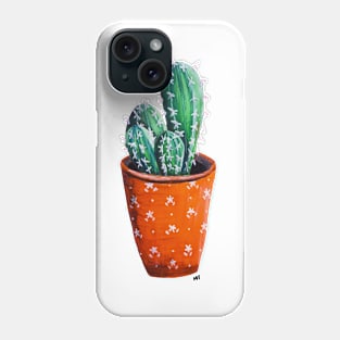 Cute Potted Cactus Print - Pink Background Phone Case