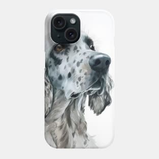 English Setter Dog Watercolor Portrait Phone Case