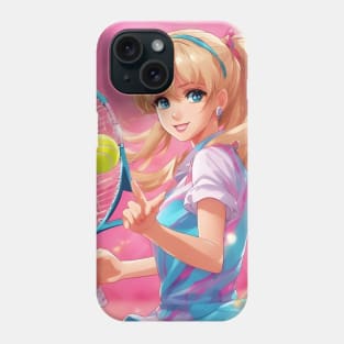 Blonde anime girl playing tennis Phone Case