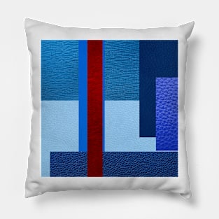 ART leather in blue with red Pillow