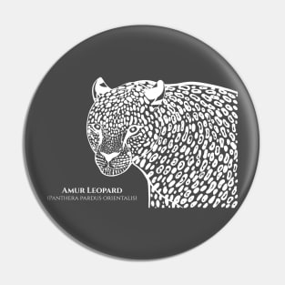 Amur Leopard with Common and Scientific Names - endangered big cat Pin