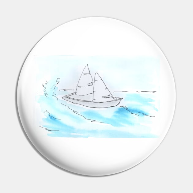 Yacht, ship, sea, transport, travel. Watercolor, art decoration, sketch. Illustration hand drawn modern Pin by grafinya