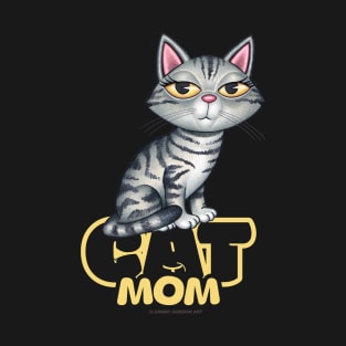 Gray Tabby Cat Mom T-Shirt