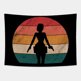 Tomb Raider Lara Croft Vintage Sunset Tapestry