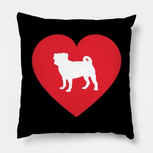 Heart with a Pug Silhouette Pillow