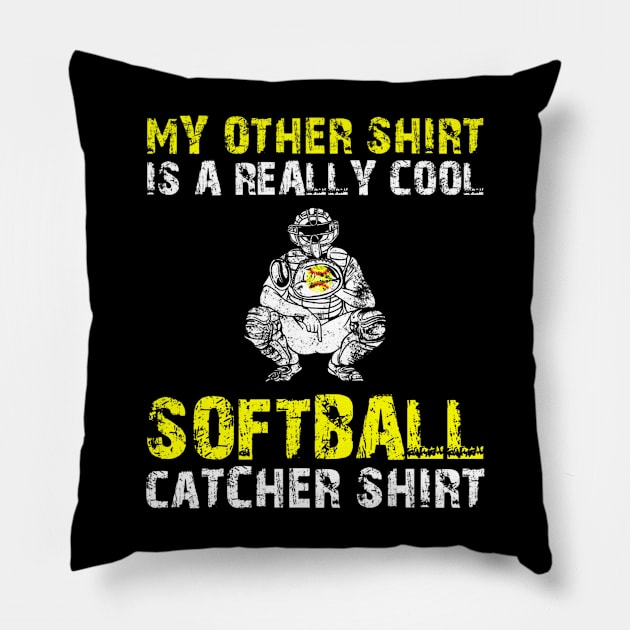 Softball Catcher Girl Baseball Player Pillow by Sloane GalaxyLinesSpace