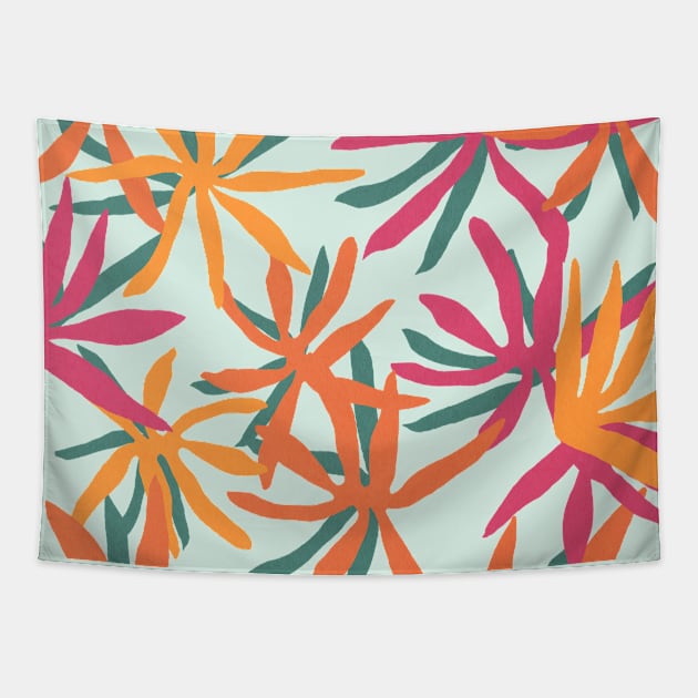 Tropical flowers Tapestry by JulyPrints