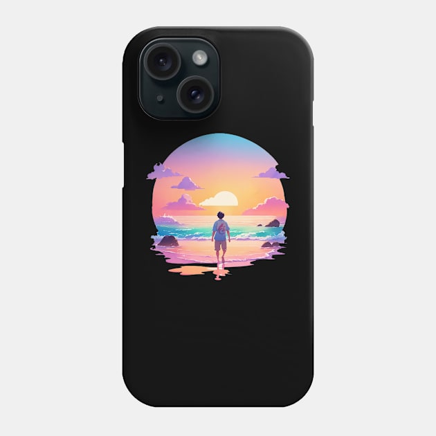 Man walking on the beach Phone Case by L'artiste Studio