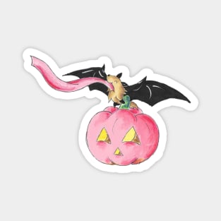 Pink Pumpkin Bat Magnet