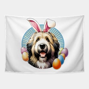 Bergamasco Sheepdog Celebrates Easter with Bunny Ears Tapestry