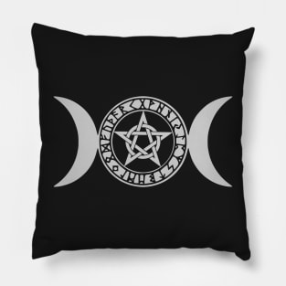 Triple Moon Pentagram Runes | Triple Moon Pentacle Futhark Runes Pillow