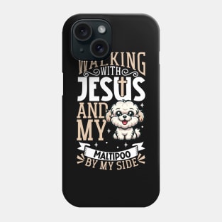 Jesus and dog - Maltipoo Phone Case