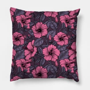Pink hibiscus Pillow