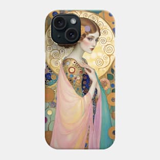 Gustav Klimt's Golden Reverie: Inspired Woman in Ethereal Splendor Phone Case