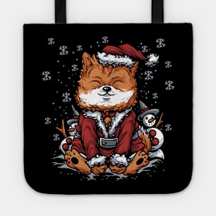 Christmas Dog Shiba Inu Santa Suit Tote