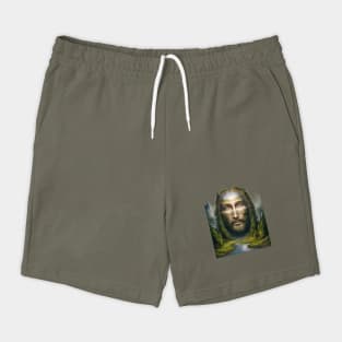 Jesus face scenic landscape mountains Shorts