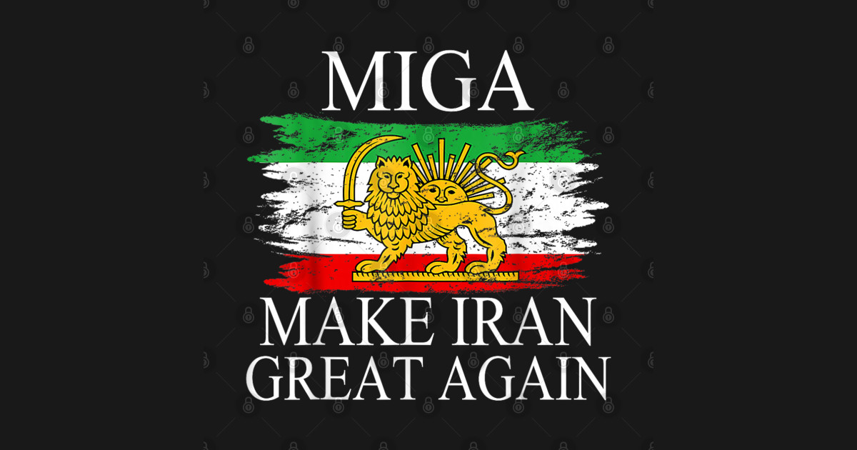 Ouderwetse Iraanse Perzische vlag en zonnehoed, Ma-ke Iran