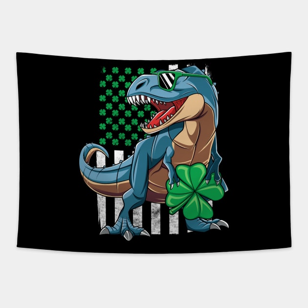 Irish Dinosaur T-Rex St Patrick's Day Gift For Boys Kids Tapestry by HCMGift